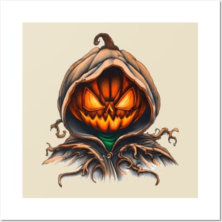 Cloaked halloween pumpkin Posters and Art